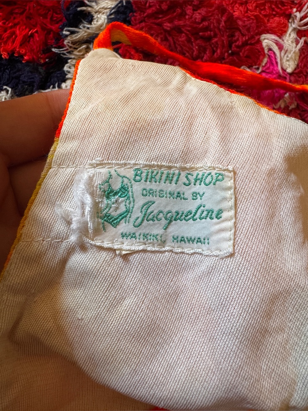 60s Vintage Barkcloth Hawaiian Bikini Top and sarong skirts Sz M - Picture 4 of 9